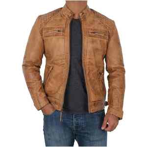 Veste en cuir la plus populaire, veste d'hiver, fermeture éclair et garniture en peau de mouton, respirante, grande taille, veste en cuir en gros pour hommes - Product Image 3