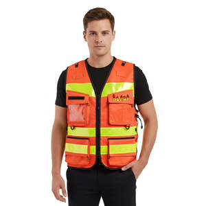 Gilet de sécurité réfléchissant haute visibilité imperméable à LED, 100 % polyester, impression de logo personnalisée, vente en gros - Product Image 2