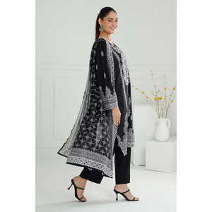 Conjunto de Traje Estampado de 3 Piezas Negro para Mujer - Product Image 1