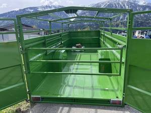 Remorque pour bétail à essieu simple T046H verte avec rampe latérale hydraulique - Product Image 2