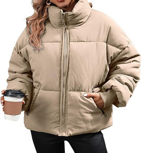 Veste d'hiver matelassée pour femme en polyester et nylon imperméable avec logo frontal, fermeture éclair, service OEM au prix de gros - Product Image 4