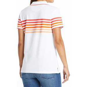 เสื้อยืดโปโลผู้หญิงคุณภาพสูงธรรมดาแขนสั้นลายทางเสื้อลำลองเข้ารูปใส่ทำงาน - Product Image 2