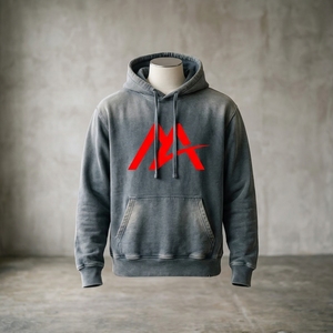 <b>Men's</b> <b>Grey</b> Graphic Pullover Hoodie <b>Fleece</b> Sweatshirt Streetwear Fashion Casual Hooded Top Custom Wholesale OEM ODM Apparel Heavy - Product Image 1