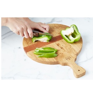 Tabla de cortar redonda de madera de acacia natural y mango con mango, utensilios de cocina ecológicos para uso doméstico, la mejor oferta - Product Image 1