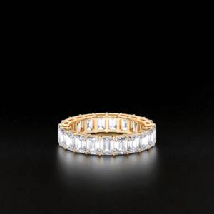 Anillo de banda de eternidad de diamante de corte esmeralda de moissanita de 7,00 quilates de quilates hecho en oro sólido de 10K,14K,18K - Product Image 3