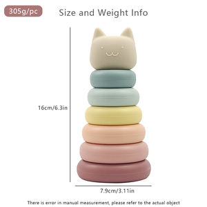 Ensemble de tasses empilables en silicone pour bébé, <span class=keywords><strong>jouet</strong></span> éducatif d'empilage d'animaux pour développer la motricité - Product Image 5