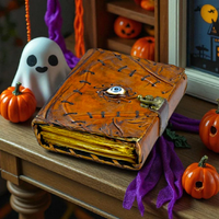 Livre de sorts en cuir Hocus Pocus hanté, Grimoire gothique réaliste avec œil maléfique, Journal de lecture classique, Livre d'ombres pour Halloween