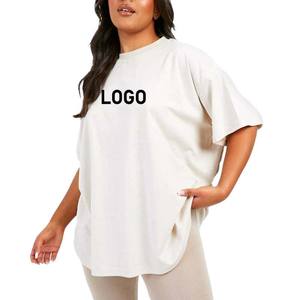 Camiseta de LICRA de algodón informal para mujer de diseñador Camiseta de cuello redondo de verano de secado rápido y transpirable de gran tamaño con logotipo personalizado - Product Image 5