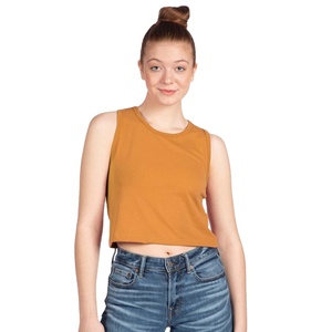 Camiseta sin Mangas Personalizada con Estampado de Alta Calidad, Camiseta Corta Informal de Canalé para Mujer, Cuello Redondo, Sin Mangas, Tejido de Canalé - Product Image 1