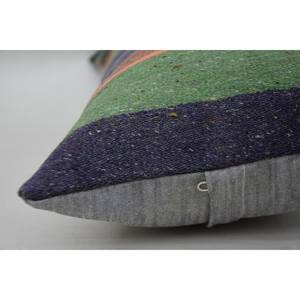 Multicolor Vintage Striped Wool Pillow 12x24 Inch Decorative <b>Cushion</b> Woven and Embroidered Fabric Kantha Patchwork for Sofas - Product Image 5