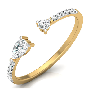 แหวนเพชรสำหรับเด็กผู้หญิงแหวนเปิดสำหรับปลูกแบบมีง่ามตัดกลมและลูกแพร์ - Product Image 1