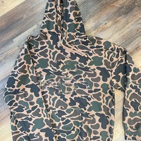 Sweat à capuche polaire d'hiver camouflage canard – Broderie et impression numérique personnalisables, délavé, imperméable, pour homme