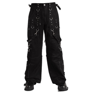 Venta al por mayor logotipo personalizado Color sólido Unisex gótico pantalón transpirable hebilla pantalones holgados algodón hombres Cargo Jogger pantalones OEM - Product Image 5