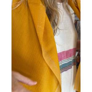 Soft Pumpkin <b>Wool</b> Zari <b>Scarf</b> Chiffon Fabric - Product Image 2
