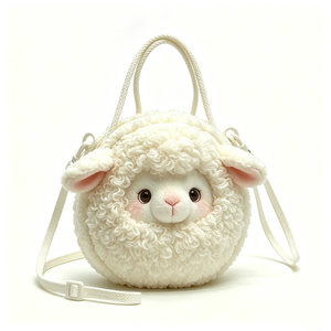 Mochila de peluche de cordero suave y adorable, color crema, blanca, peluda, para niños, unisex, de 31 cm a 50 cm - Product Image 2