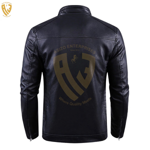 Veste en cuir d'hiver noire élégante pour hommes Logo personnalisé et marque de distributeur toutes tailles toile tissu avec fermeture éclair - Product Image 4