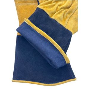 Gant de soudage en cuir de vache doré et noir bon marché de 14 pouces Gants de soudage en cuir de haute qualité - Product Image 5