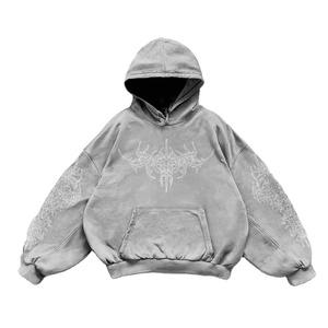 เสื้อฮู้ดสำหรับผู้ชายผ้าคอตตอนขนาดใหญ่ผ้า100% โอเวอร์ไซส์ซักแบบกำหนดได้เองดีไซน์ใหม่ล่าสุด - Product Image 2