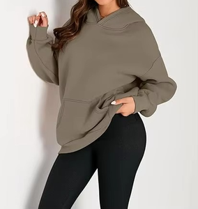 New Arrival <b>Women's</b> Casual Pullovers Trendy Long Sleeve Oversize Hoodie with Solid Color Print Hoodies & Sweatshirts - Product Image 4
