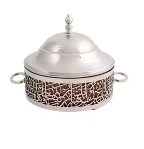 Cazuelas de estilo árabe Diseño de lujo Cuerpo de madera Tapa martillada Hotpot para servir comida Precio al por mayor Venta caliente Calentador de alimentos - Product Image 5