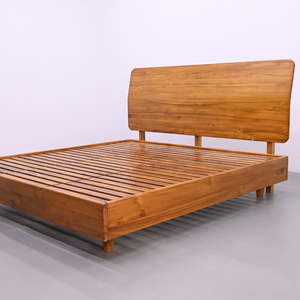 Practical Cozy Nordic Modern Floating <b>Platform</b> <b>Bed</b> Headboard Solid Teak Construction Sustainable King Size Bedroom Furniture - Product Image 4