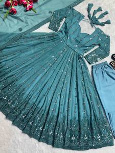 Exclusivo tradicional damas elegante indio pakistaní Salwar traje Anarkali estilo vestido para mujeres indias a precio al por mayor vestido - Product Image 6