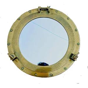 Miroir de hublot en métal nautique Miroir de hublot marin de salle de bain Miroir encadré réfléchissant de trou de port en métal vieilli de l'Inde - Product Image 5