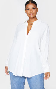 Meilleure vente Robe pour femme personnalisée de haute qualité à manches longues Chemise surdimensionnée texturée blanche au meilleur prix - Product Image 5