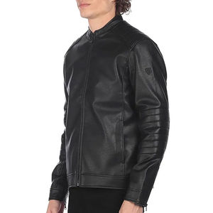 Veste en cuir pour hommes conception personnalisée transfert de chaleur logo à capuche amovible haut décontracté moto style tissu veste raisonnable - Product Image 3