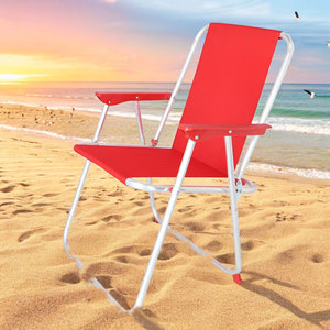 Well Home Set di 2 sedie da spiaggia pieghevoli in metallo rosso 44x44x74 cm - Product Image 3