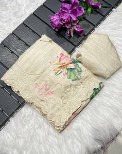 Blouse de sari traditionnelle haut de gamme pour femme, à motifs floraux épais et broderies ajourées, idéale pour les fêtes et toutes les saisons - Product Image 1