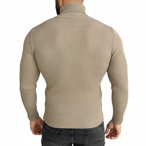 เสื้อสเวตเตอร์ไหมพรมผสมวิสโคสสำหรับผู้ชาย ฤดูหนาว ไม่เป็นขุย ทรงเข้ารูป สไตล์ลำลอง ลายพิมพ์ดิจิทัล แขนยาว น้ำหนัก 240 กรัม ไม่มีฮู้ด - Product Image 2