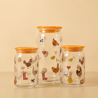 Tasse en verre personnalisée OEM avec motif de poulet de ferme imprimé