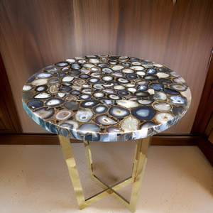 Plateau de table en agate de qualité supérieure, belle pierre naturelle sculptée, taille personnalisée pour la décoration moderne de la maison, design élégant et durable - Product Image 3