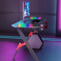 Table de bureau d'ordinateur de jeu à LED de conception professionnelle bureau de jeu PC en métal durable avec support d'extension