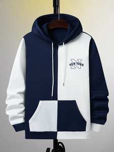 Sudadera con Capucha de Forro Polar Transpirable de Moda para Invierno, Cómoda Mezcla de Poliéster/Algodón, Diseño Bordado y con Cuentas, Bolsillo con Estampado Digital - Product Image 2