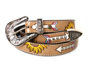 Ceintures unisexes en cuir de vachette véritable faites à la main Design occidental de qualité supérieure avec des motifs usinés complexes Prix de gros - Product Image 1