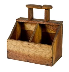 Caddy de madera Premium con diseño tallado perfecto para restaurantes, cafeterías y hoteles para mejorar la presentación del comedor - Product Image 1