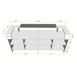 Bureau de réception minimaliste éclairé par LED, noir, oblong - 250x75x110cm - Bureau d'accueil pour commerce de détail, salon de beauté, salle de sport et bar - Product Image 4