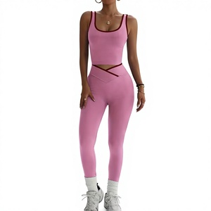 Ensemble de yoga et fitness 2 pièces respirant pour femme, taille haute, en Spandex/Polyester, avec logo personnalisé et service OEM – Meilleures ventes - Product Image 1