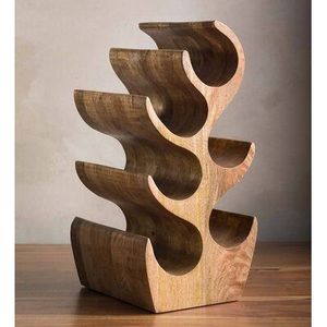 Precio asequible Mango estante de vino de madera exhibición encimera botella de almacenamiento soporte de vino para Bar restaurante Hotel y decoración del hogar - Product Image 5