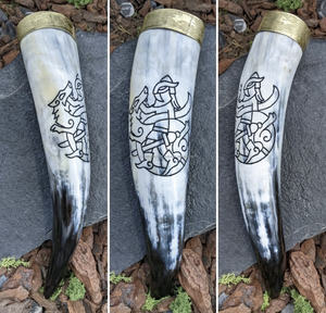 Ensemble de corne à boire Viking fabriqué à la main corne indienne polie cadeau de mariage en matière organique imperméable de luxe naturel - Product Image 3