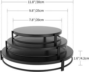 Support de gâteau métallique à deux niveaux de forme ronde de couleur noire présentoir de gâteau multitâche structuré fabriqué à la main disponible - Product Image 6