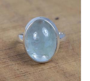 แหวนรูปไข่สีอะความารีนธรรมชาติ925อัญมณีแฮนด์เมดเงินแท้เครื่องประดับที่สง่างามของขวัญวันเกิดเดือนมีนาคมสำหรับคริสต์มาส - Product Image 2