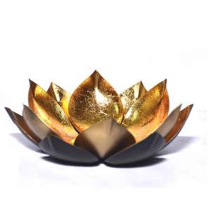 เชิงเทียนดอกบัวสองสี,เชิงเทียนโลหะตัวยึดไฟทีตกแต่งบ้านงานฝีมือโลหะสำหรับตกแต่งคริสต์มาส - Product Image 4