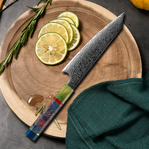 Venta al por mayor personalizado de alta calidad Premium OEM ODM servicio de acero de Damasco cocina Chef cuchillo de corte de alimentos con mango de madera - Product Image 3