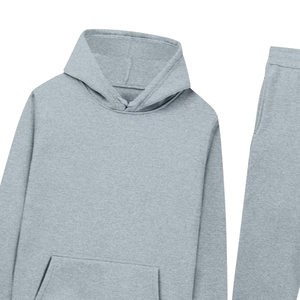 Conjunto Deportivo Informal de Felpa de Algodón, Sudadera con Capucha y Pantalones Deportivos Grises Unisex, para Gimnasio, Entrenamiento, Uso Diario en Invierno - Product Image 2