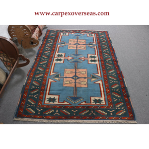 Dernière conception de tapis en coton turc bleu fait à la main expédition rapide taille personnalisée idéale pour les cadeaux antimicrobiens et résistants aux taches - Product Image 4