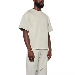 Camiseta informal de franela con cuello redondo para hombre, 100% de algodón con estampado sencillo, camiseta de manga corta con cuello redondo - Product Image 1