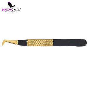 Pinces à cils professionnelles en acier inoxydable, pointe légèrement courbée, pinces à cils pour volume, outils pour artistes en extensions de cils - Product Image 5